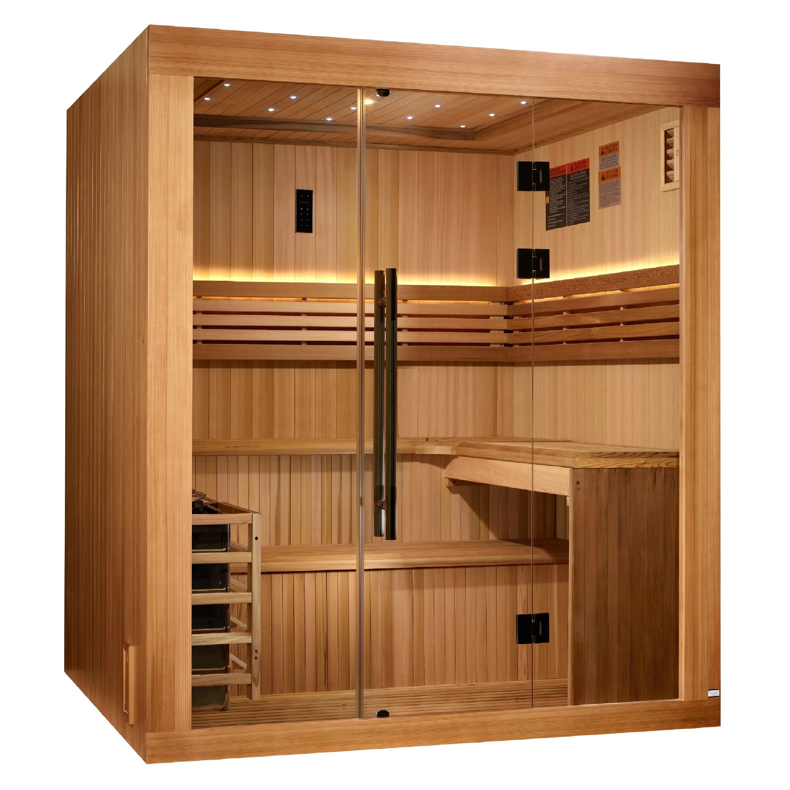 Golden Designs 2025 Updated "Osla Edition" 6 Person Traditional Sauna - Canadian Red Cedar Interior and Pacific Premium Clear Cedar Exterior GDI-7689-02