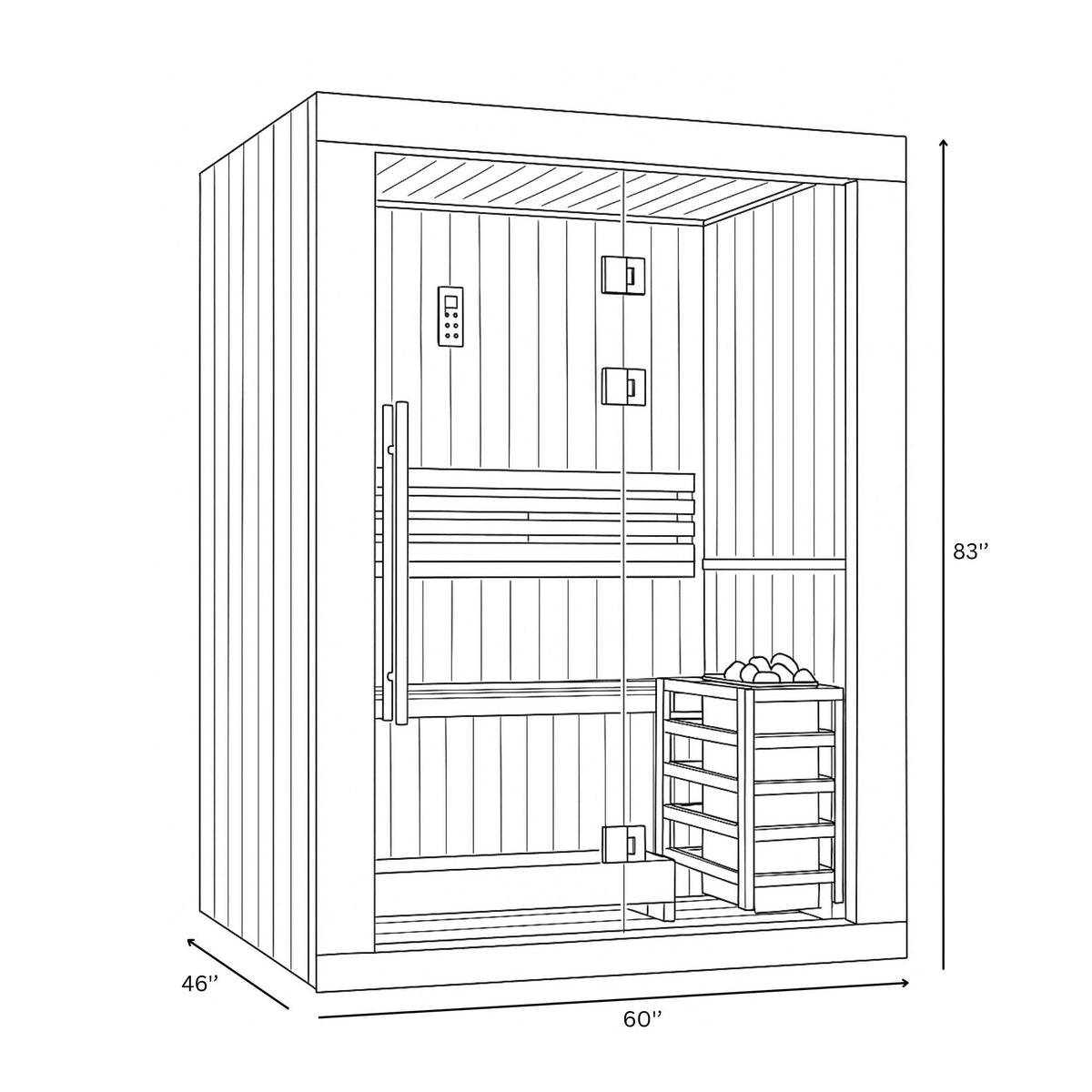 Golden Designs 2025 Updated "Sundsvall Edition" 2 Person Traditional Sauna - Canadian Red Cedar Interior and Pacific Premium Clear Cedar Exterior GDI-7289-02