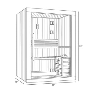 Golden Designs 2025 Updated "Sundsvall Edition" 2 Person Traditional Sauna - Canadian Red Cedar Interior and Pacific Premium Clear Cedar Exterior GDI-7289-02