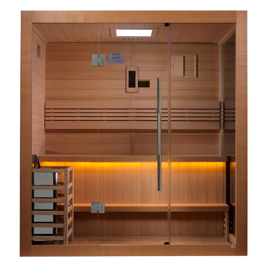 Golden Designs "Forssa Edition" 3-4 Person Traditional Steam Sauna Canadian Red Cedar Interior GDI-7203-01