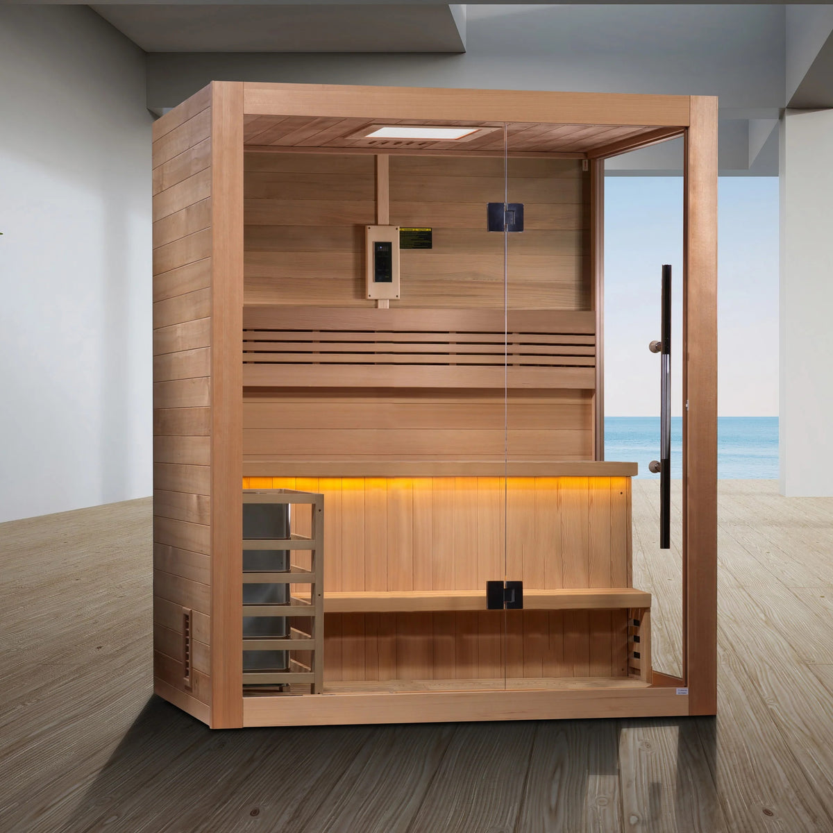 Golden Designs "Hanko Edition" 2-3 Person Traditional Steam Sauna Canadian Red Cedar Interior GDI-7202-01
