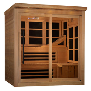 Golden Designs Monaco 6-person PureTech Near Zero EMF (Under 2MG) FAR Infrared Sauna (Canadian Hemlock) GDI-6996-02