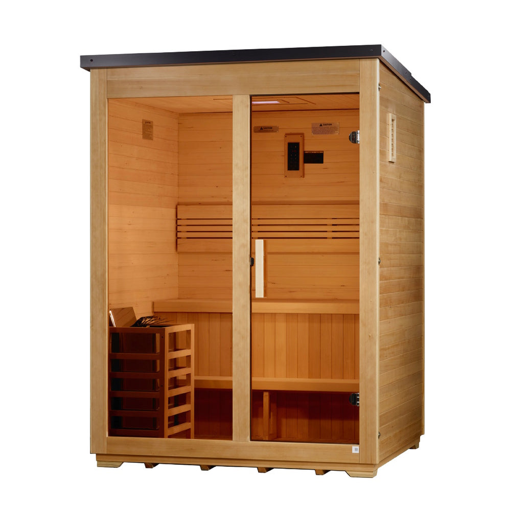 Golden Designs ***New 2026 Model*** Arlberg 3 Person Traditional Outdoor Steam Sauna - Flat Roof GDI-8003-01