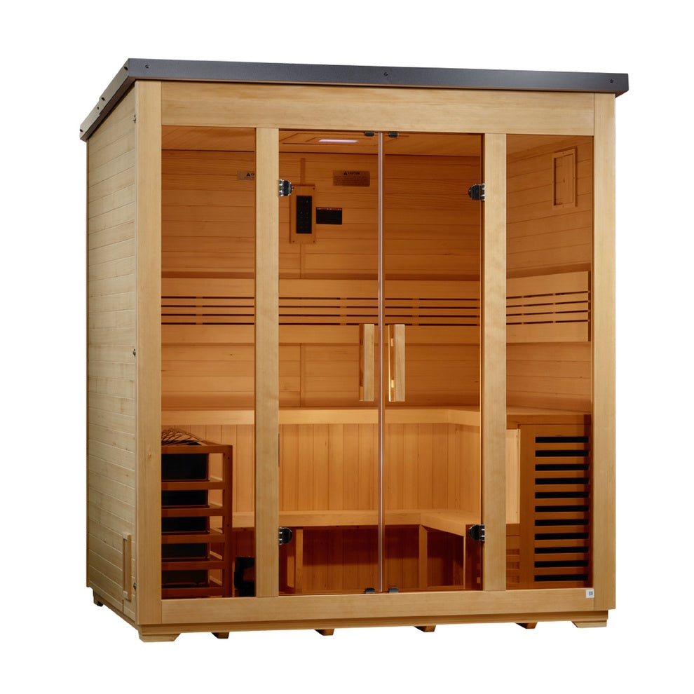 Golden Designs ***New 2026 Model*** Vorarlberg 5 Person Traditional Flat Roof Outdoor Sauna GDI-8005-01