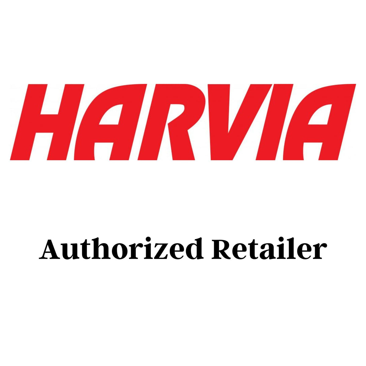 The logo for Harvia Authorized Retailer on a plain white background. At the top, the word "HARVIA" is written in a large, bold, bright red font with a slight forward slant. Below it, the phrase "Authorized Retailer" is centered in a smaller, black, elegant serif typeface.