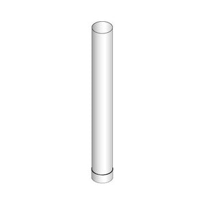 Technical line drawing shows a vertical, hollow cylindrical smoke pipe. The drawing uses soft grey gradient shading across its surface to indicate a smooth, curved shape. A small, distinct collar or rim section wraps around the lower opening of the pipe to create a connection joint. The illustration is set against a plain white background with no text or measurement annotations.
