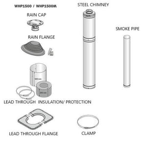 Harvia Sauna Wood Stove Chimney Kit, 1500mm, Black Steel WHP1500M