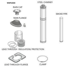 Harvia Sauna Wood Stove Chimney Kit, 1500mm, Stainless Steel WHP1500