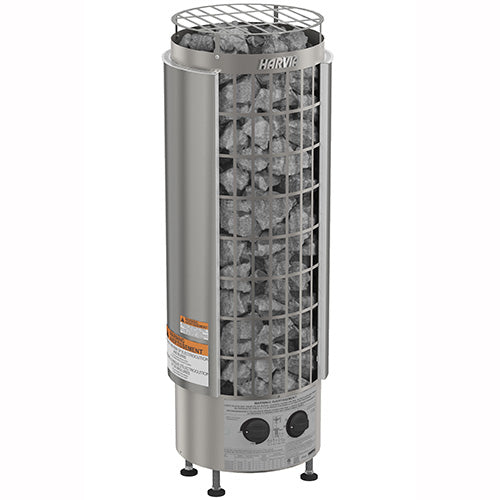Harvia 6kW Stainless Steel Cilindro Half Series Sauna Heater at 240V 1PH with Built-In Time and Temperature Controls - Cilindro PC60 - HPCS6U1HB