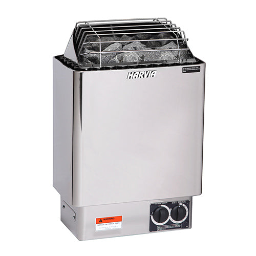 Harvia 6kW Stainless Steel KIP Series Sauna Heater at 240V 1PH with Built-In Controls JH60BU1UL