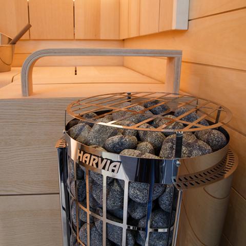 Harvia 9kW Stainless Steel Cilindro Half Series Sauna Heater at 240V 1PH - Cilindro PC90E - HPCS9U1H