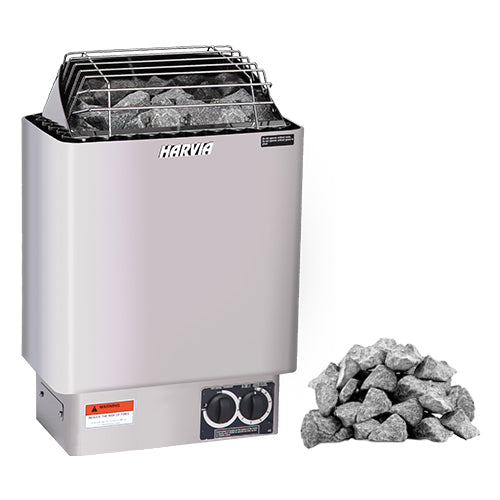 Harvia KIP45B Pkg KIP Series 4.5kW Sauna Heater Package, Built-In Controls, Stainless Steel 129334
