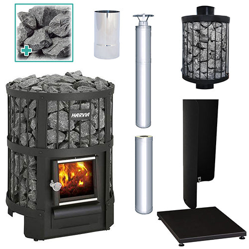 Harvia Legend 150 SS WH Pkg 16kW Wood-Burning Sauna Stove Package LGND-PKG-SS-WH
