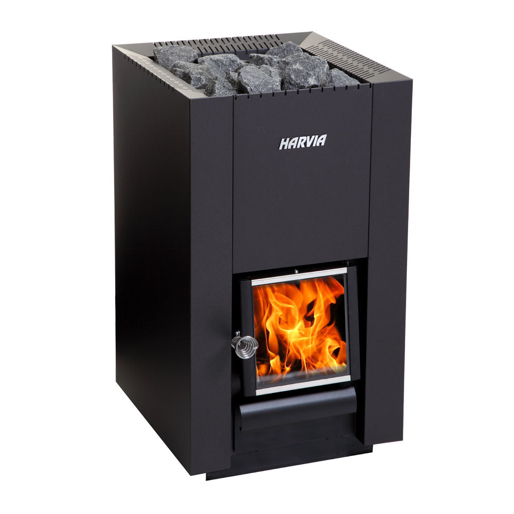 Harvia Linear Series 17.9 kW Black Wood-Burning Sauna Stove WK160C