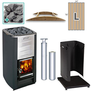 Harvia M3 16.5-kW Wood-Burning Sauna Stove Package, Model M3 SS LG FLK