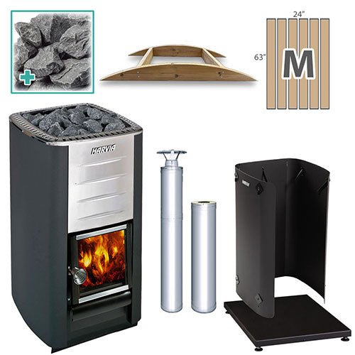 Harvia M3 16.5-kW Wood-Burning Sauna Stove Package, Model M3 SS MD FLK