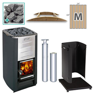 Harvia M3 16.5-kW Wood-Burning Sauna Stove Package, Model M3 SS MD FLK
