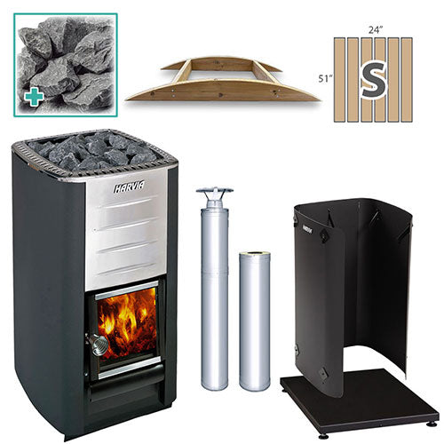 Harvia M3 16.5-kW Wood-Burning Sauna Stove Package, Model M3 SS SM FLK