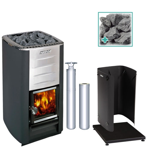 Harvia M3 SS Pkg  16.5kW Wood-Burning Sauna Stove Package M3-PKG-SS