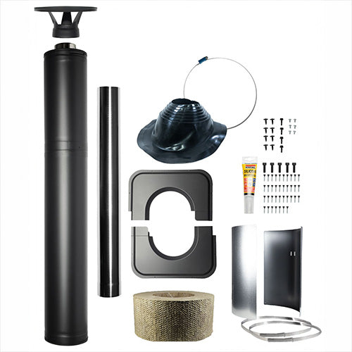 Harvia Sauna Wood Stove Chimney Kit, 1500mm, Black Steel WHP1500M