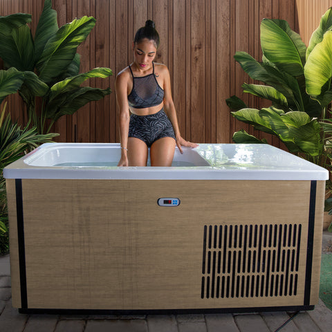 Anzzi Iroquois 67 in. 1-Person Mono-Jet All-in-One Cold Plunge Ice Bath/Hot Tub with Built-in Chiller/Heater in Chestnut CP-CH6732N