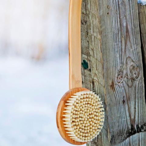 KOLO Sauna Bath Brush with Handle, Natural Bamboo 29013