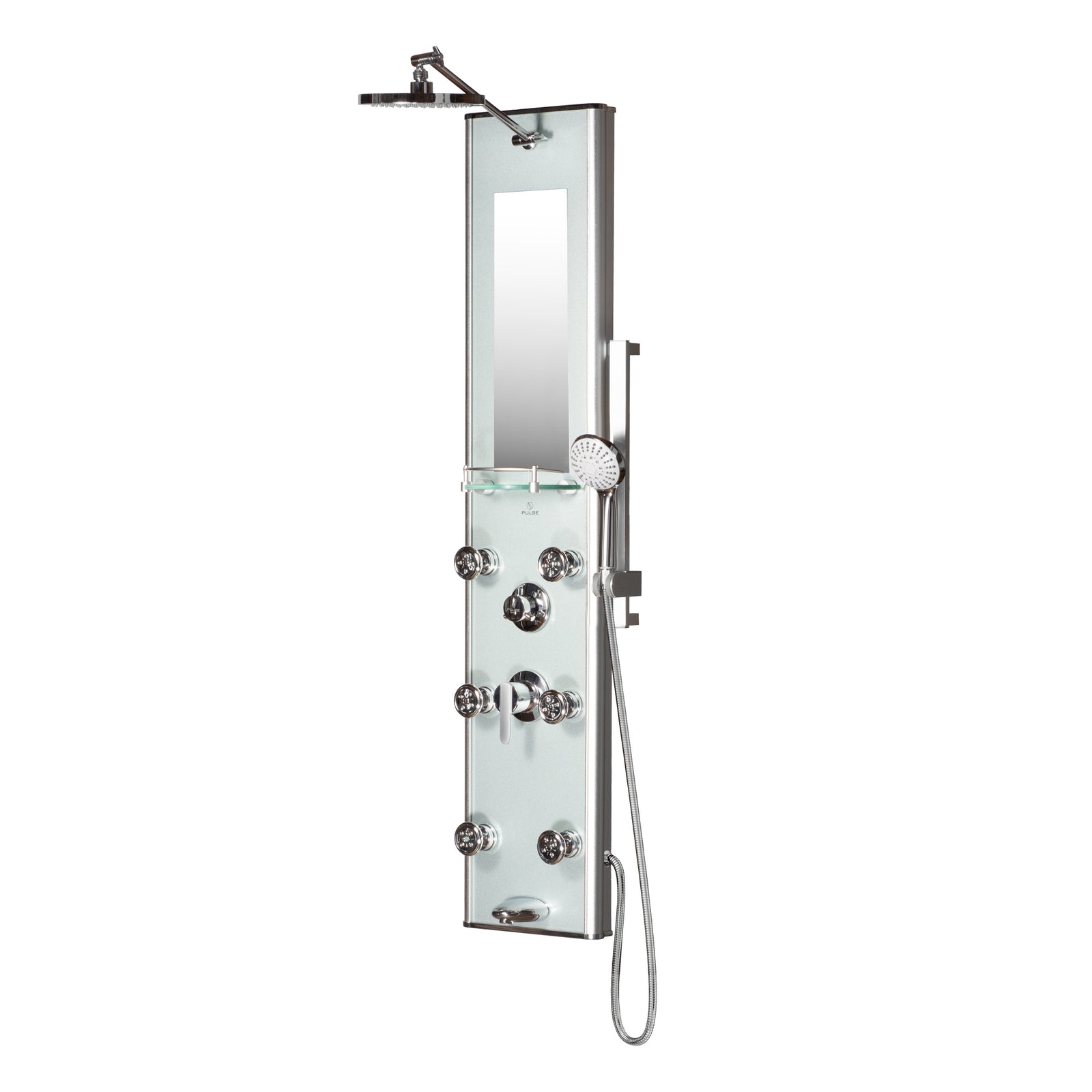 PULSE ShowerSpas Silver Glass Shower Panel - Kihei II ShowerSpa 1013-GL