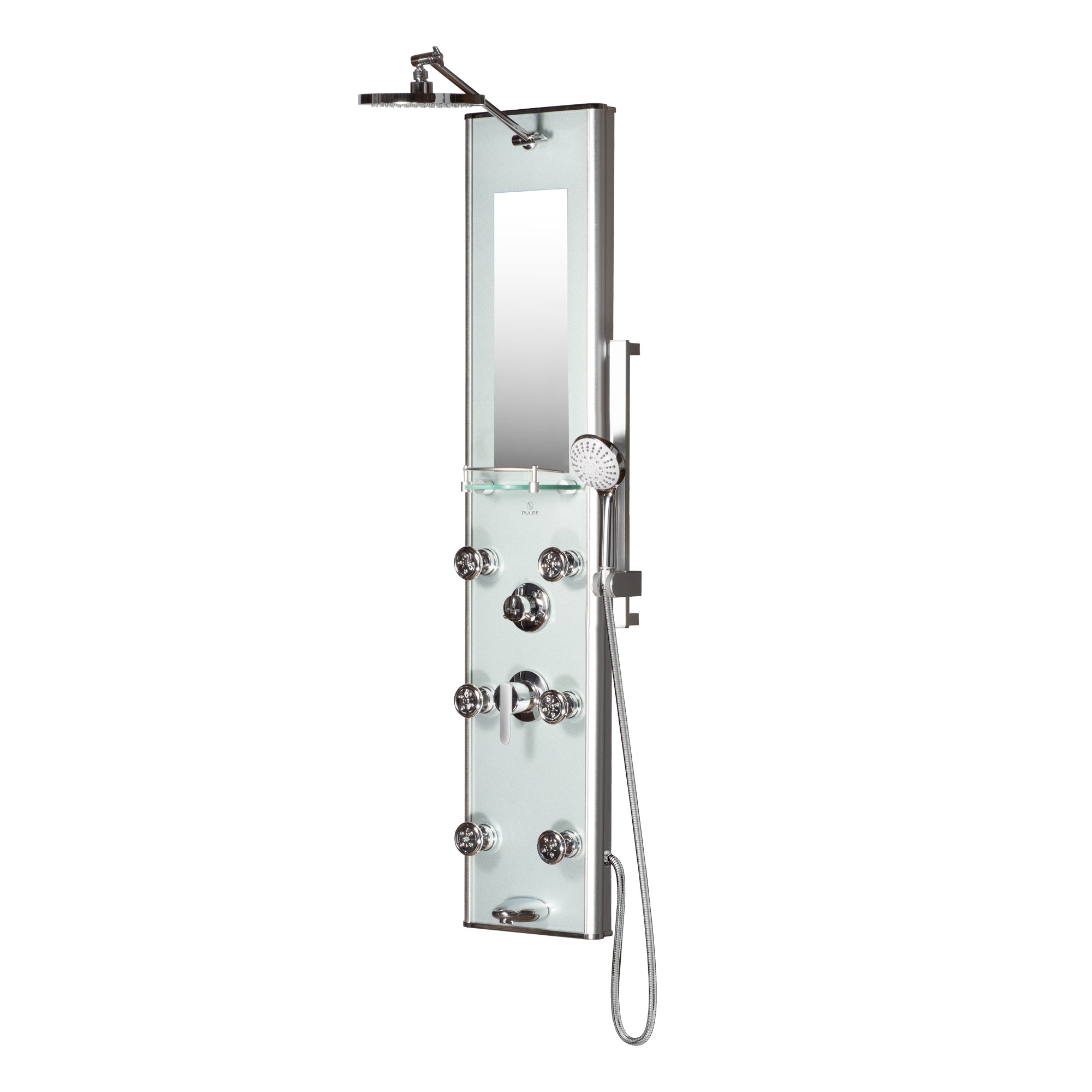 PULSE ShowerSpas Silver Glass Shower Panel - Kihei II ShowerSpa 1013-GL