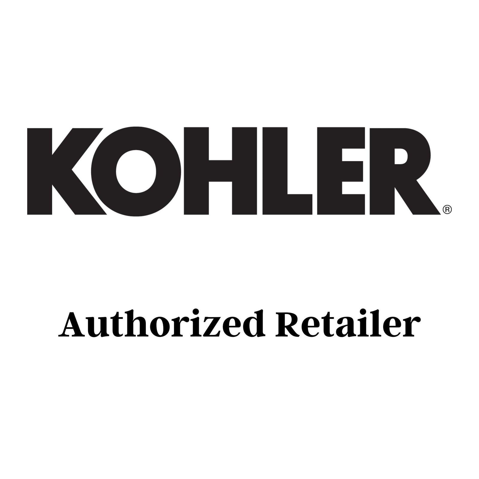 A sleek, modern Kohler control panel on a solid white background. The unit consists of a long, thin rectangular plate with a matte black front face and a brushed nickel metallic border. Positioned off-center to the left is a large, circular control dial that slightly overlaps the top and bottom edges of the rectangle. The dial has a matching matte black face, a thin brushed nickel rim, and the word "KOHLER" written in small, crisp white capital letters across its center.