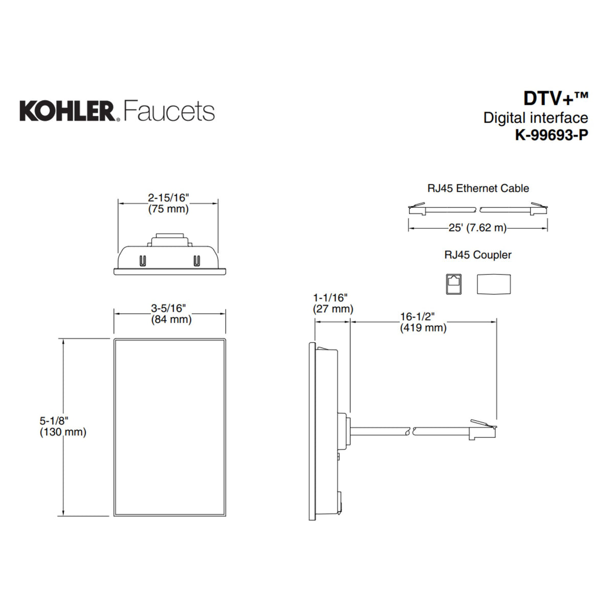 Kohler DTV+ Digital Interface 99693-P-NA
