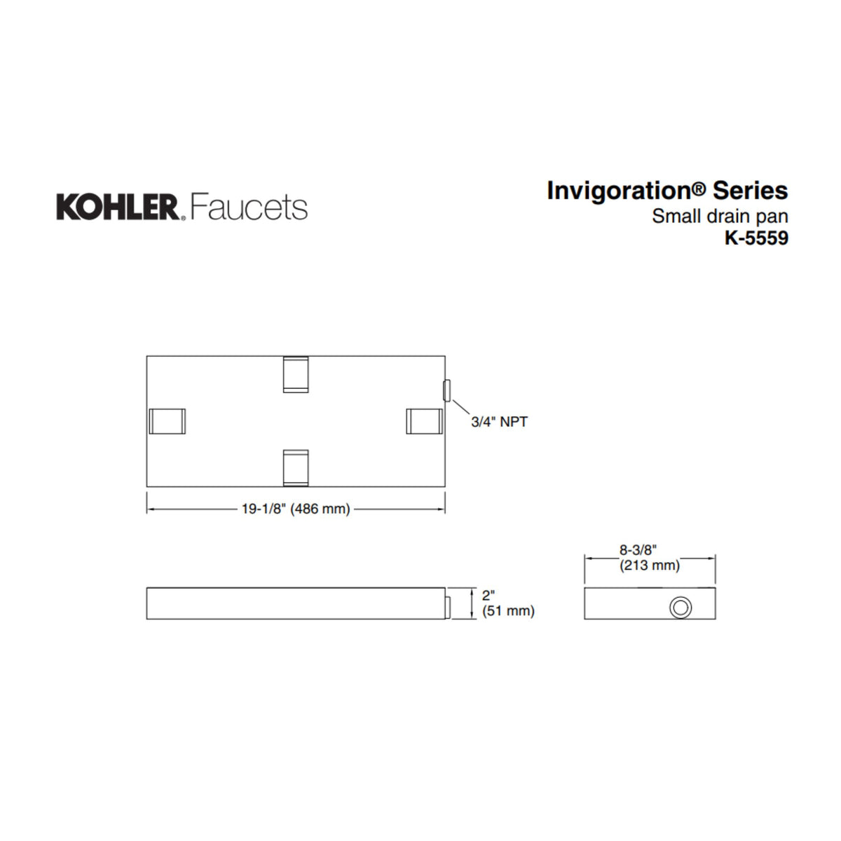 Kohler Invigoration Series Steam Generator Drain Pan, Small K-5559-NA