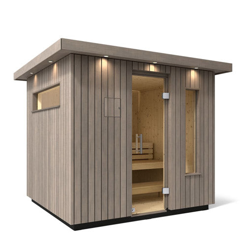 Kohler C2 Outdoor Sauna Kit, Weathered Grey Spruce, Up to 6 Persons