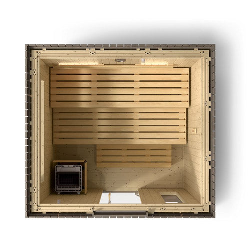 Kohler C2 Outdoor Sauna Kit, Weathered Grey Spruce, Up to 6 Persons