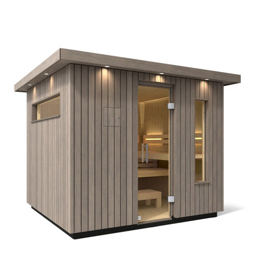 Kohler C2 Outdoor Sauna Kit, Weathered Grey Spruce, Up to 6 Persons