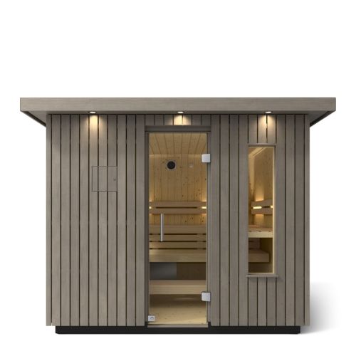 Kohler C2 Outdoor Sauna Kit, Weathered Grey Spruce, Up to 6 Persons