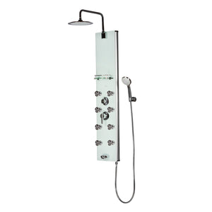 PULSE ShowerSpas Lahaina 9.5-in ShowerSpa with 8-Multi-function Body Jets Multi-function Handshower and Tub Spout Seafoam Glass and Chrome 1030