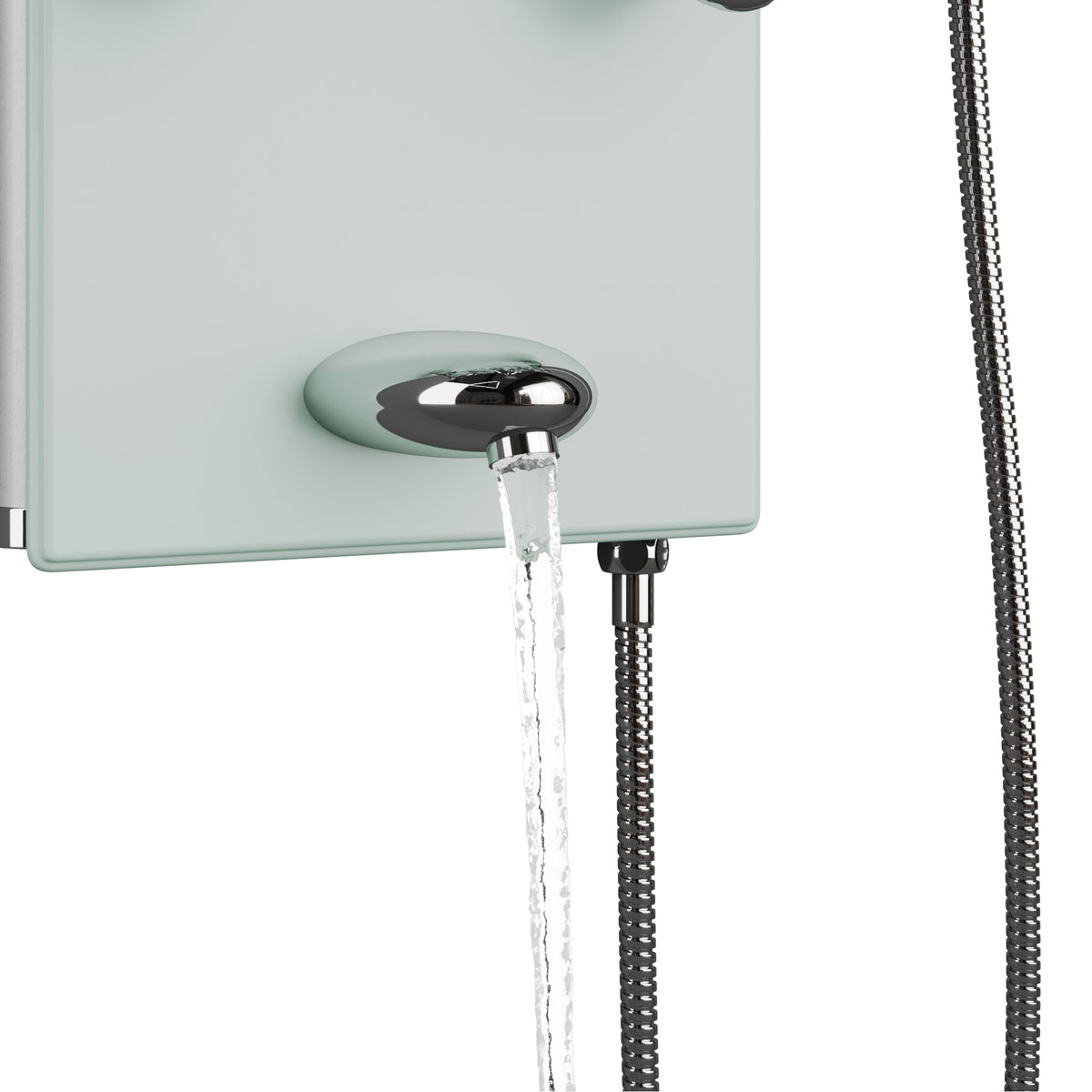 PULSE ShowerSpas Lahaina 9.5-in ShowerSpa with 8-Multi-function Body Jets Multi-function Handshower and Tub Spout Seafoam Glass and Chrome 1030