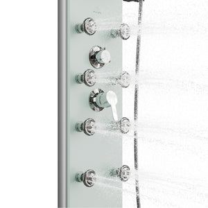 PULSE ShowerSpas Lahaina 9.5-in ShowerSpa with 8-Multi-function Body Jets Multi-function Handshower and Tub Spout Seafoam Glass and Chrome 1030