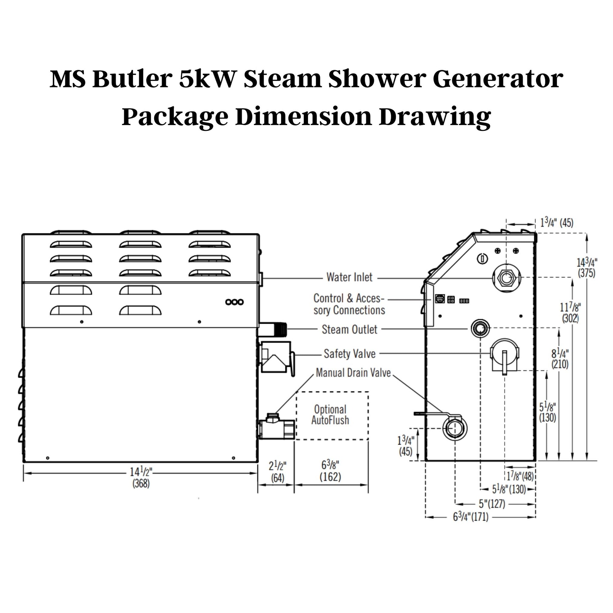Mr. Steam 5kW MS (Butler) Steam Shower Generator Package with iTempoPlus Control in Square Polished Chrome 05C1ADA0000