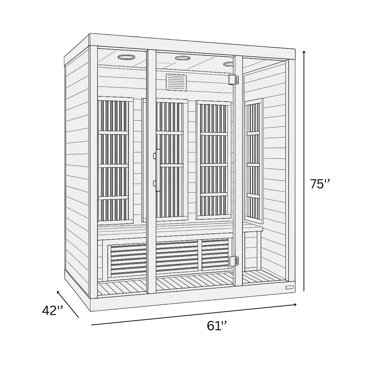 Maxxus Bellevue 3-Person Near Zero EMF (Under 2MG) FAR Infrared Sauna (Canadian Hemlock) MX-J306-01-ZF