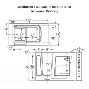 Meditub 30 x 53 Walk-In Bathtub 3053
