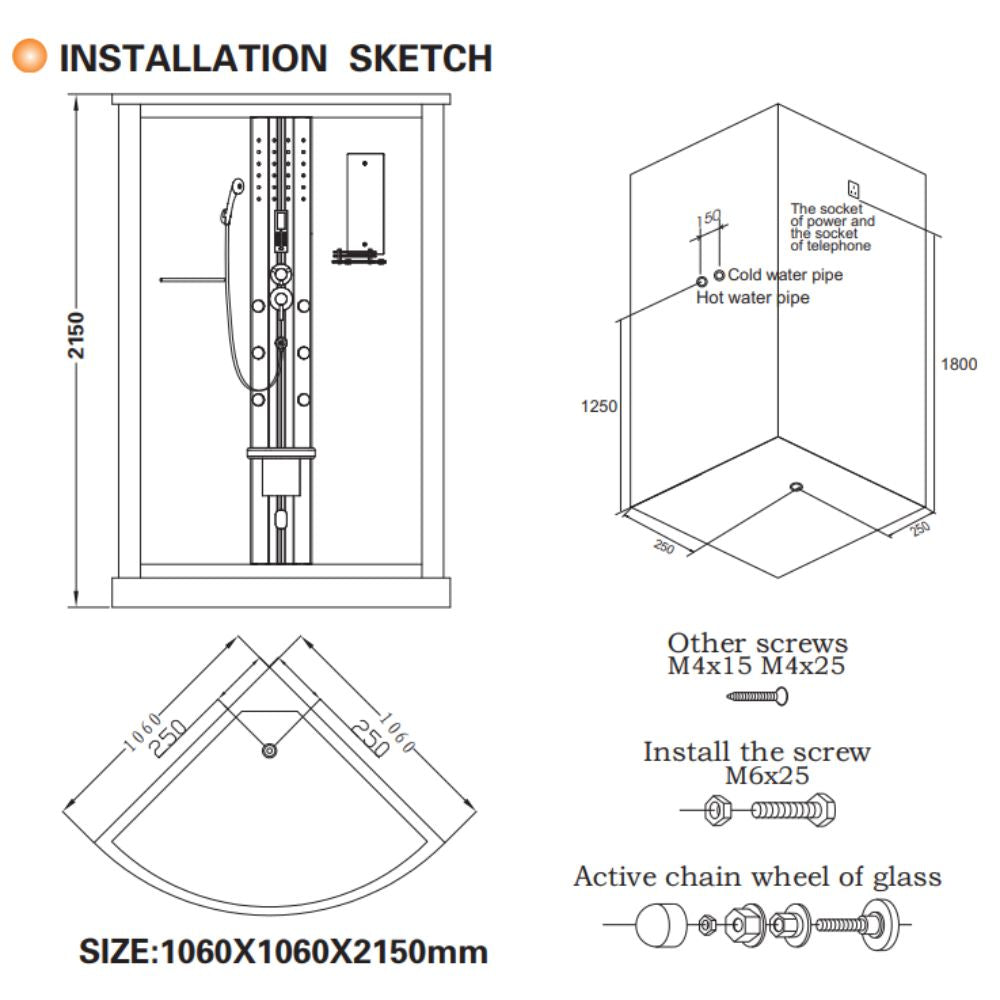 Mesa Corner Steam Shower - Blue Glass WS-801L