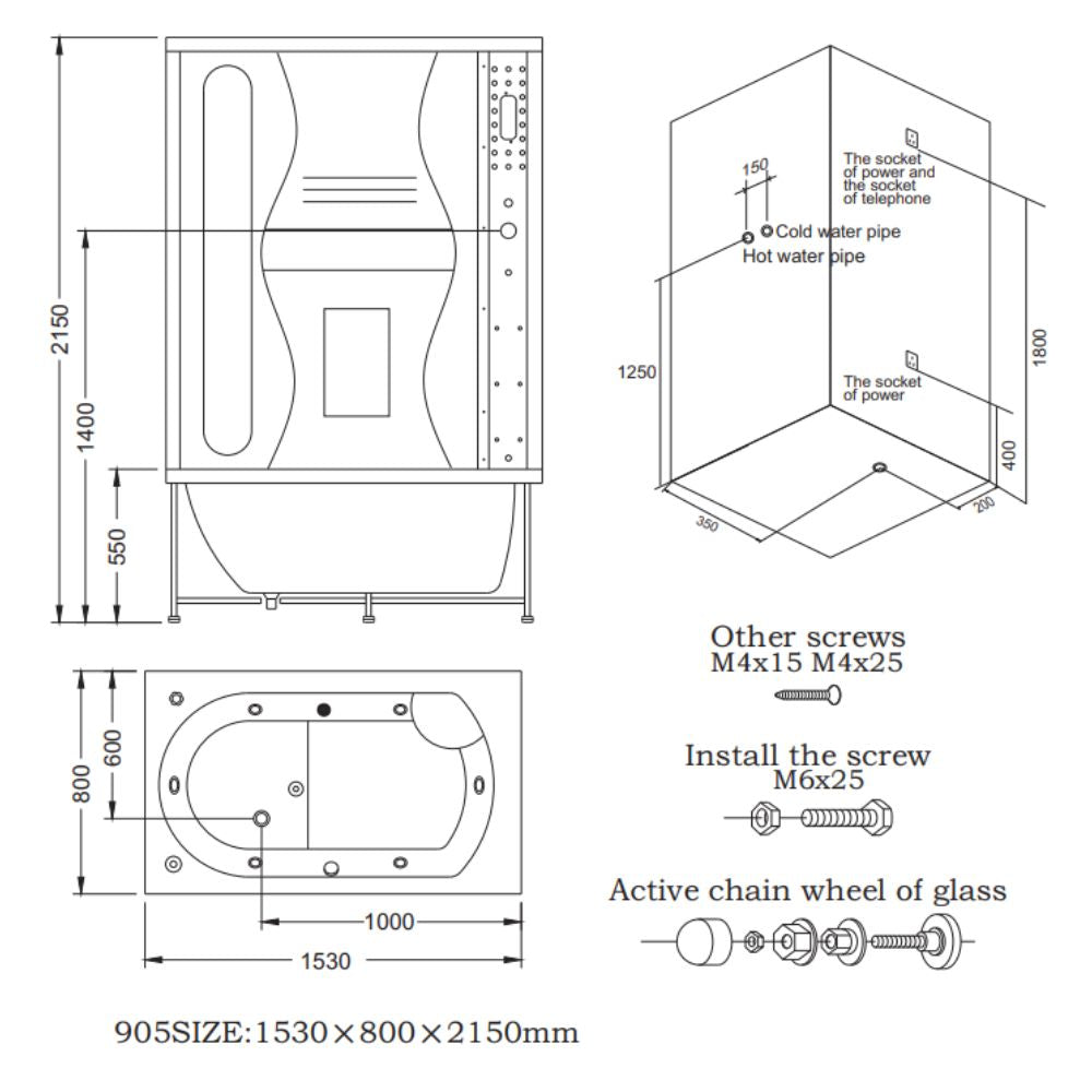 Mesa Steam Shower Tub Combo WS-905