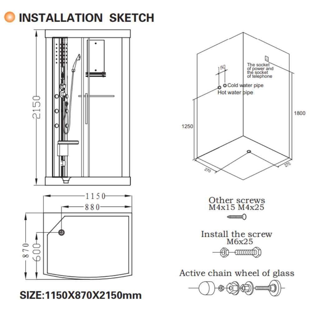 Mesa Steam Shower with Blue Glass WS-802L