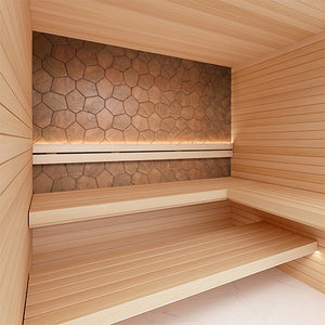 PROSAUNAS Modern Thermo Sauna Wall Panels, Irregular Hexagon Pattern, Thermo-Abachi 4745010406324