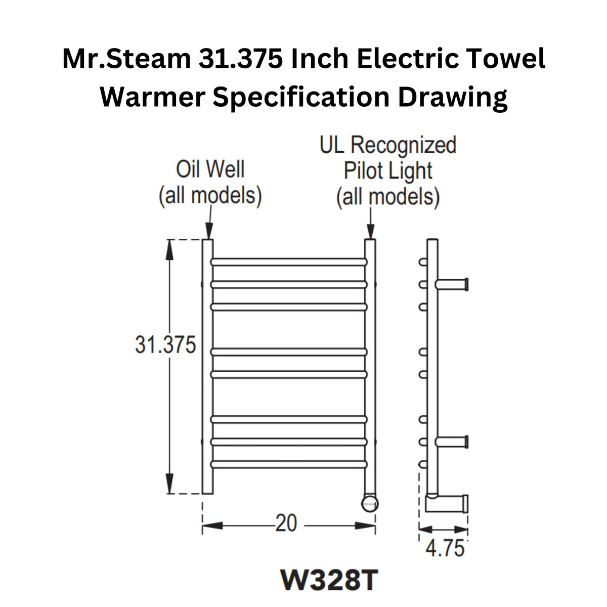 Mr.Steam Electric Towel Warmer with Digital Timer, Metro Collection W328T