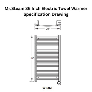Mr. Steam 36 Inches Electric Towel Warmer with Digital Timer, Broadway Collection - W236T - W236TPC