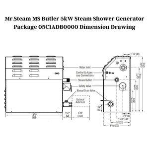 Mr. Steam 5kW MS (Butler) Steam Shower Generator Package with iTempoPlus Control in Square Brushed Nickel 05C1ADB0000