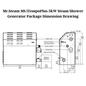 Mr. Steam 5kW MS (iTempoPlus) Steam Shower Generator Package with iTempoPlus Control in Square Polished Chrome 05C10DA0A00