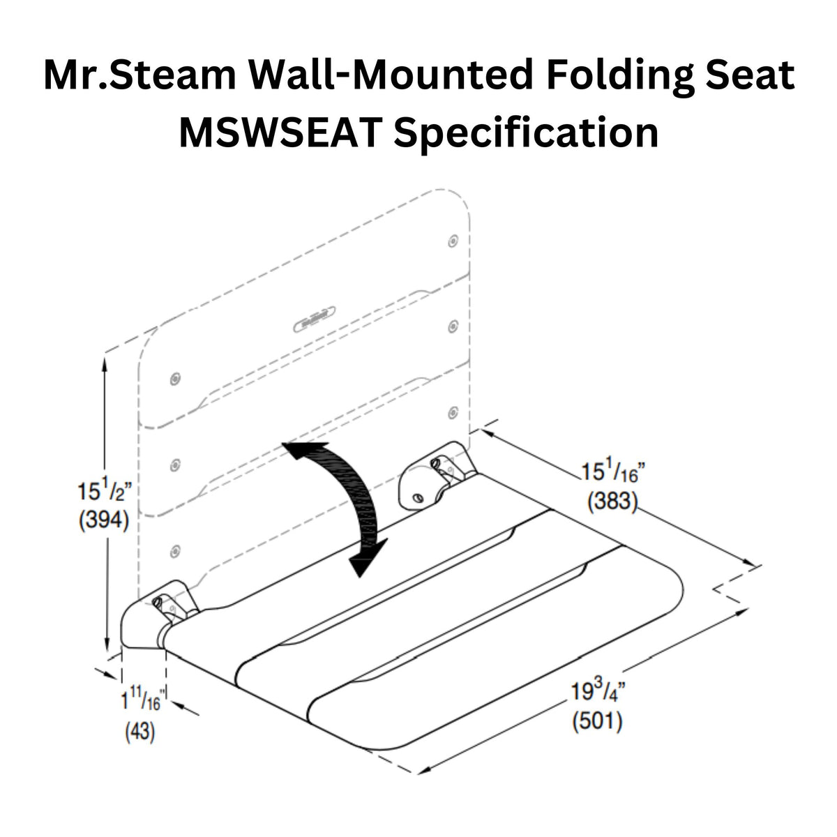 Mr. Steam Wall-Mounted Folding Seat MSWSEAT